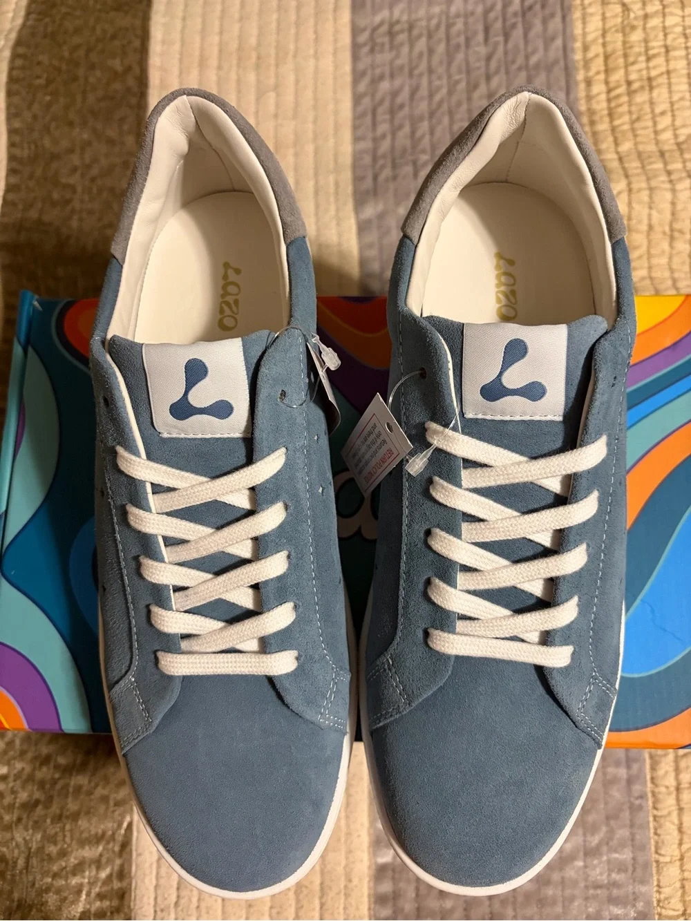 Halo Dusty Blue Suede Women's Sneakers with White Laces